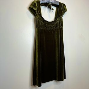 Free People Emerald Victorian Style Velvet Dress